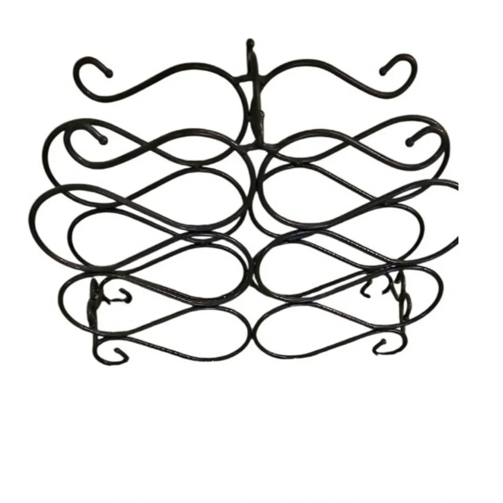 Princess House Meridian Brown Metal 10 Bottle Wine Rack Scrollwork Countertop